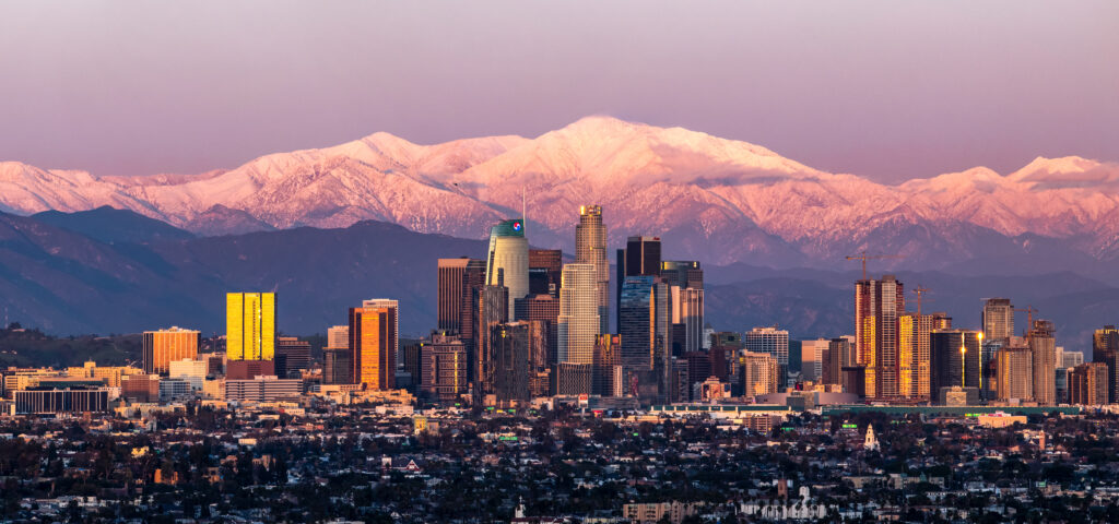 Los Angeles with Mount Baldy, California